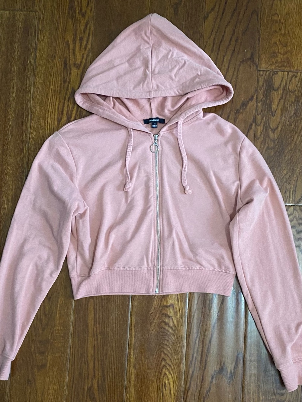 Blush Pink Cropped Zip-Up Hoodie